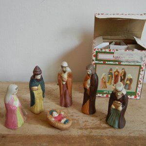 Nativity Set - 6 piece Holiday Collection by World Bazaars - Miniature -w/box